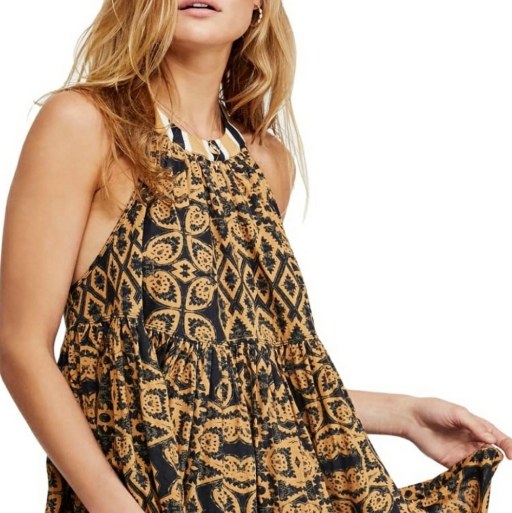 FREE PEOPLE MIMI BLACK COMBO TUNIC